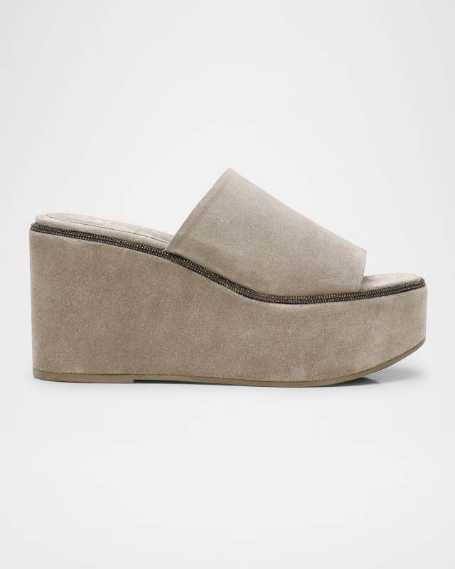 Suede Platform Slide Sandals